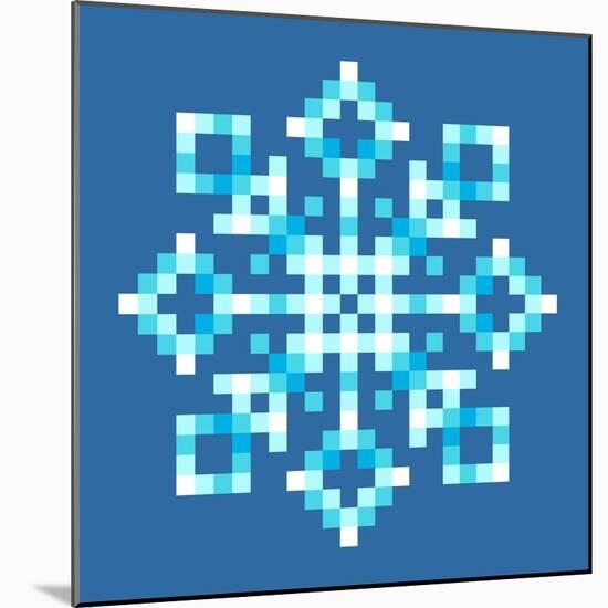 8-Bit Pixel Snowflake-wongstock-Mounted Art Print