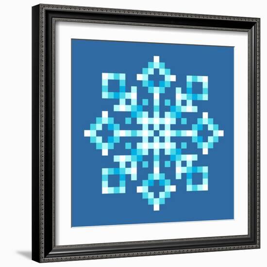 8-Bit Pixel Snowflake-wongstock-Framed Art Print