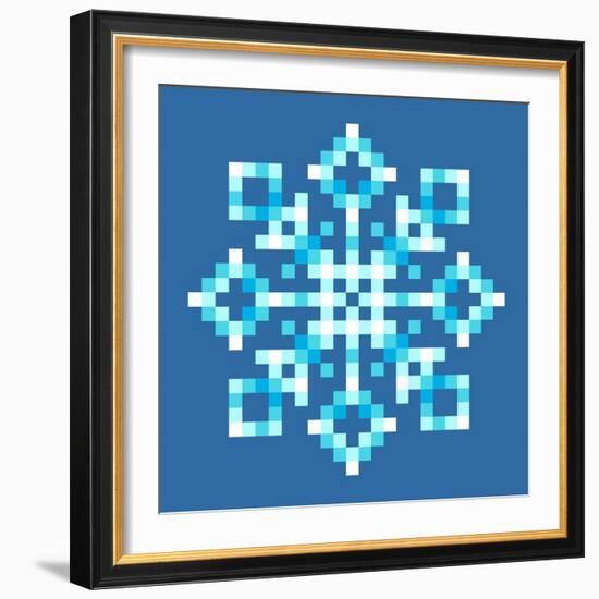 8-Bit Pixel Snowflake-wongstock-Framed Art Print