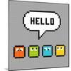 8-Bit Pxiel Characters Say Hello-wongstock-Mounted Art Print