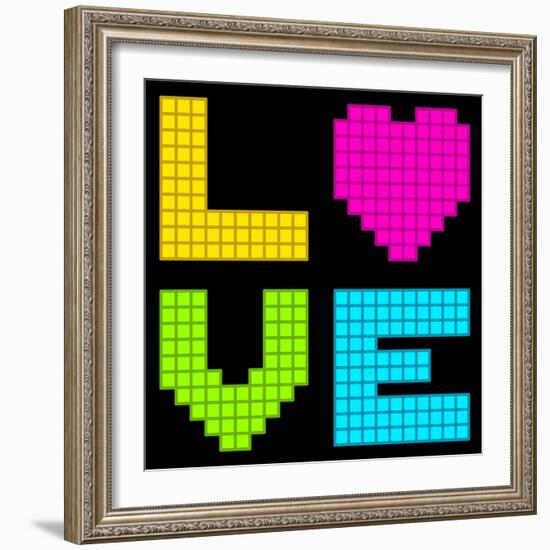 8-Bit Retro Pixel Love Heart-wongstock-Framed Art Print