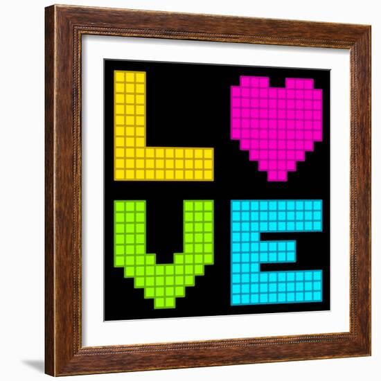 8-Bit Retro Pixel Love Heart-wongstock-Framed Art Print