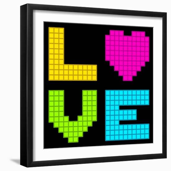 8-Bit Retro Pixel Love Heart-wongstock-Framed Art Print