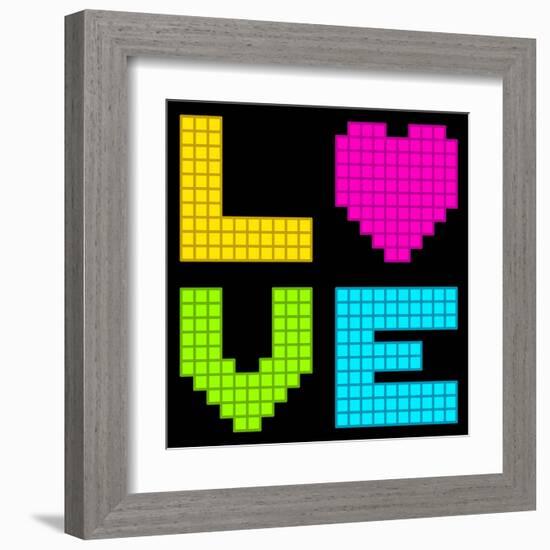 8-Bit Retro Pixel Love Heart-wongstock-Framed Art Print