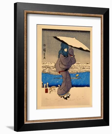 8 Famous View in Edo-Ando Hiroshige-Framed Giclee Print