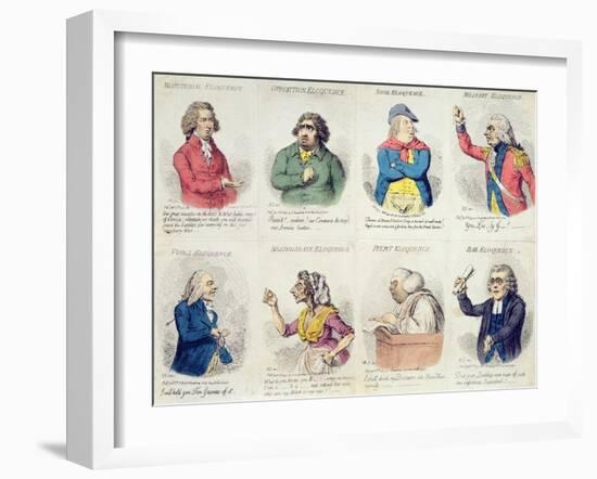 8 Vignettes Depicting Eloquence, Published by Hannah Humphrey in 1795-James Gillray-Framed Giclee Print