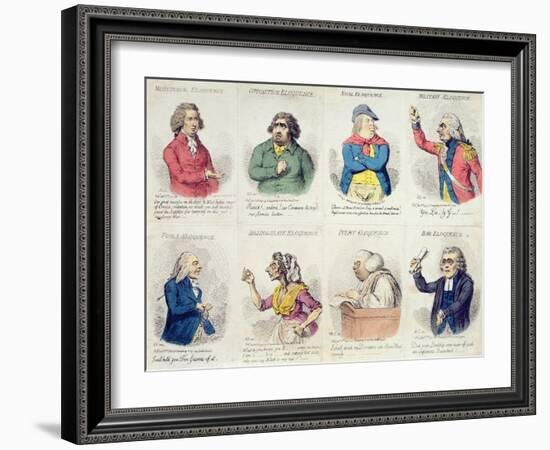 8 Vignettes Depicting Eloquence, Published by Hannah Humphrey in 1795-James Gillray-Framed Giclee Print