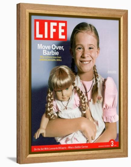 8-year-old Amelia and her American Girl doll Kristen on the cover of LIFE 12-03-2004.-Erin Patrice O'brien-Framed Premier Image Canvas