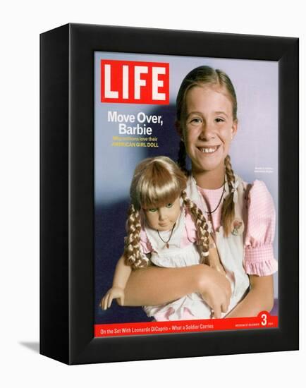 8-year-old Amelia and her American Girl doll Kristen on the cover of LIFE 12-03-2004.-Erin Patrice O'brien-Framed Premier Image Canvas
