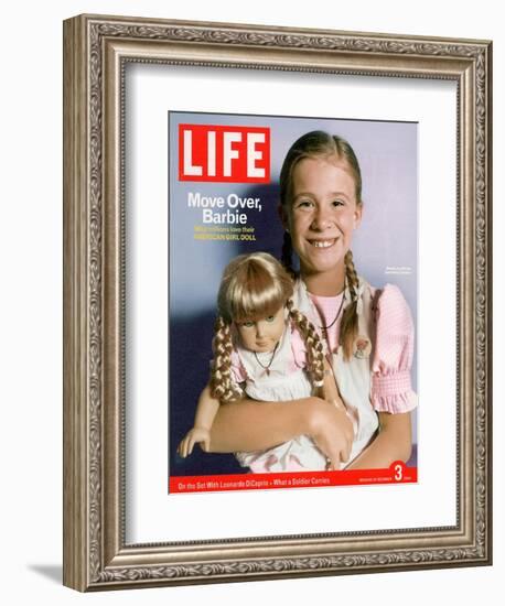 8-year-old Amelia and her American Girl doll Kristen on the cover of LIFE 12-03-2004.-Erin Patrice O'brien-Framed Photographic Print