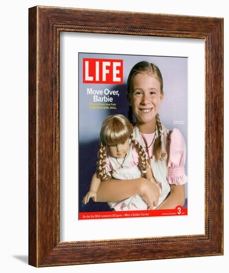 8-year-old Amelia and her American Girl doll Kristen on the cover of LIFE 12-03-2004.-Erin Patrice O'brien-Framed Photographic Print