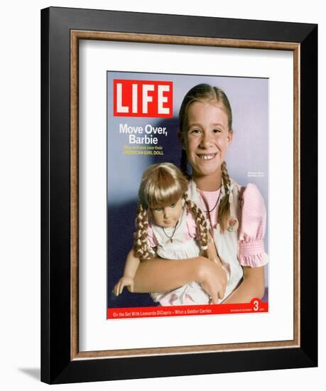 8-year-old Amelia and her American Girl doll Kristen on the cover of LIFE 12-03-2004.-Erin Patrice O'brien-Framed Photographic Print