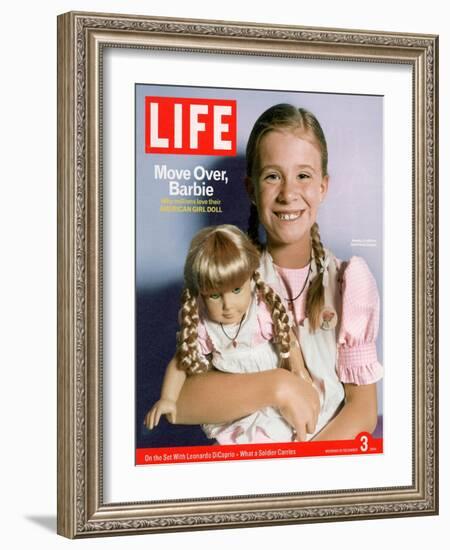 8-year-old Amelia and her American Girl doll Kristen on the cover of LIFE 12-03-2004.-Erin Patrice O'brien-Framed Photographic Print