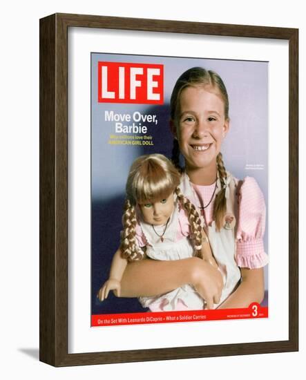 8-year-old Amelia and her American Girl doll Kristen on the cover of LIFE 12-03-2004.-Erin Patrice O'brien-Framed Photographic Print