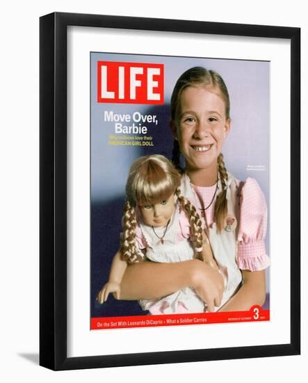 8-year-old Amelia and her American Girl doll Kristen on the cover of LIFE 12-03-2004.-Erin Patrice O'brien-Framed Photographic Print