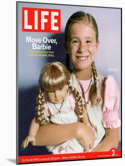 8-year-old Amelia and her American Girl doll Kristen on the cover of LIFE 12-03-2004.-Erin Patrice O'brien-Mounted Photographic Print