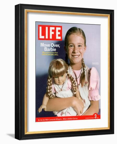 8-year-old Amelia and her American Girl doll Kristen on the cover of LIFE 12-03-2004.-Erin Patrice O'brien-Framed Photographic Print