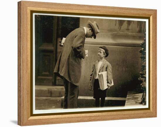 8 Year Old Newsboy Michael Mcnelis-Lewis Wickes Hine-Framed Premier Image Canvas