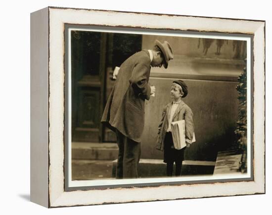 8 Year Old Newsboy Michael Mcnelis-Lewis Wickes Hine-Framed Premier Image Canvas