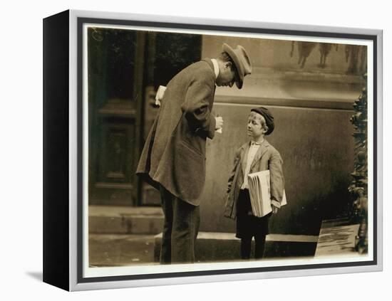 8 Year Old Newsboy Michael Mcnelis-Lewis Wickes Hine-Framed Premier Image Canvas