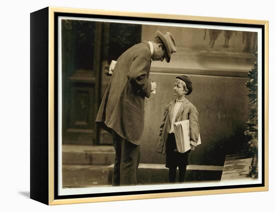 8 Year Old Newsboy Michael Mcnelis-Lewis Wickes Hine-Framed Premier Image Canvas