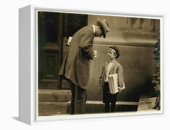 8 Year Old Newsboy Michael Mcnelis-Lewis Wickes Hine-Framed Premier Image Canvas