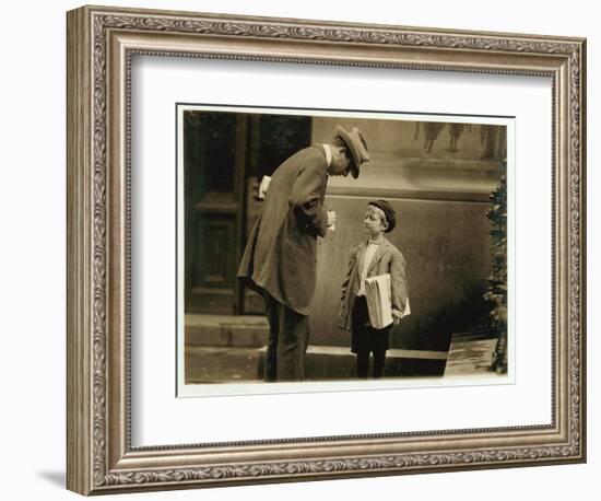 8 Year Old Newsboy Michael Mcnelis-Lewis Wickes Hine-Framed Photographic Print