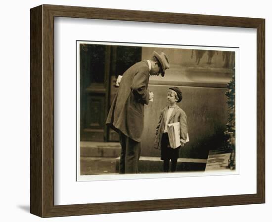 8 Year Old Newsboy Michael Mcnelis-Lewis Wickes Hine-Framed Photographic Print