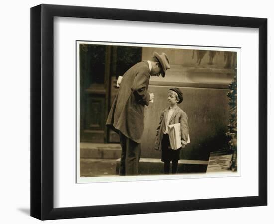 8 Year Old Newsboy Michael Mcnelis-Lewis Wickes Hine-Framed Photographic Print