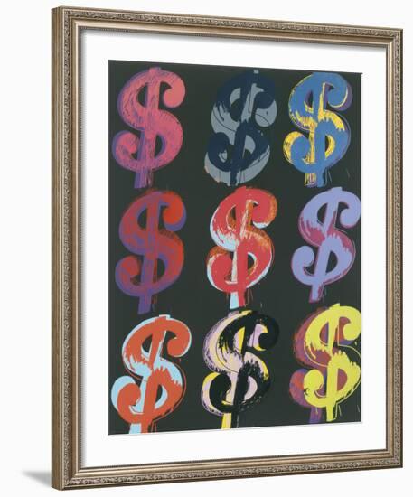 $9, 1982 (on black)-Andy Warhol-Framed Art Print