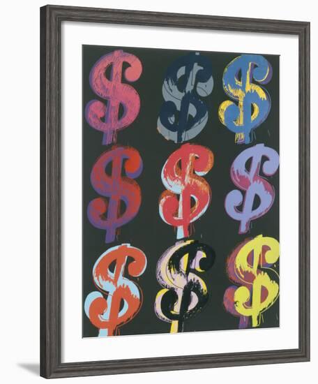 $9, 1982 (on black)-Andy Warhol-Framed Art Print