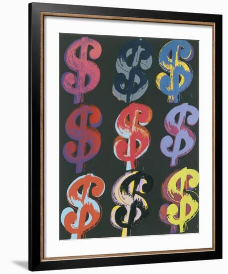 $9, 1982 (on black)-Andy Warhol-Framed Art Print