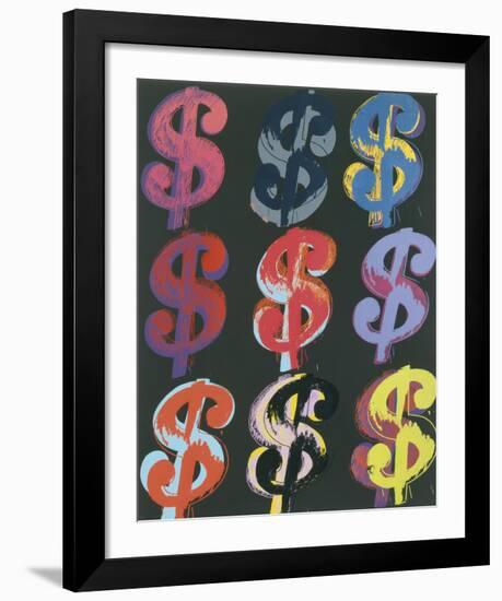 $9, 1982 (on black)-Andy Warhol-Framed Art Print