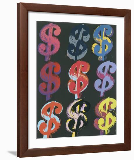 $9, 1982 (on black)-Andy Warhol-Framed Art Print