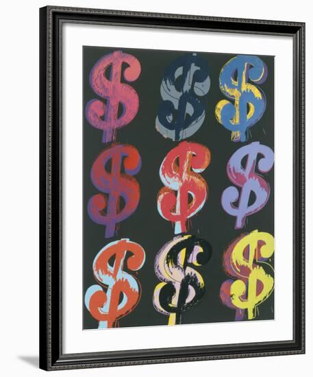 $9, 1982 (on black)-Andy Warhol-Framed Art Print