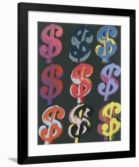 $9, c.1982 (on black)-Andy Warhol-Framed Art Print