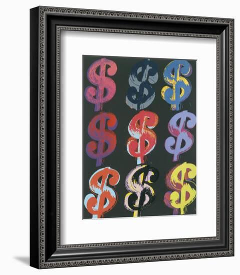 $9, c.1982 (on black)-Andy Warhol-Framed Art Print