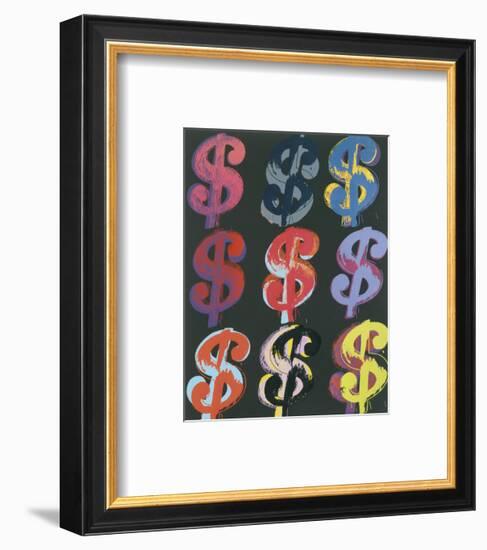 $9, c.1982 (on black)-Andy Warhol-Framed Art Print