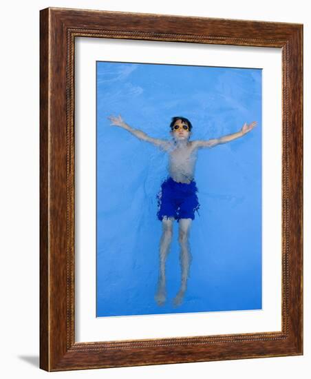 9 Year Old Boy Swimming in Pool, Kiamesha Lake, New York, USA-Paul Sutton-Framed Photographic Print