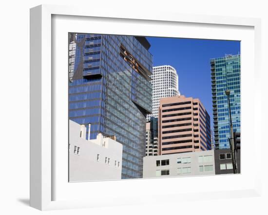 900 Figueroa Tower on the Left in Downtown Los Angeles, California, USA-Richard Cummins-Framed Photographic Print