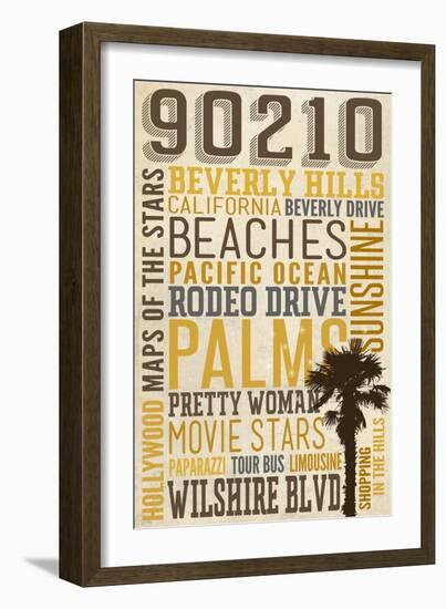 90210, California - Typography-Lantern Press-Framed Art Print