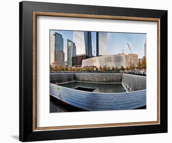 911 Memorial Along Side the South Tower Footprint Memorial, New York City, New York State, USA-null-Framed Photographic Print