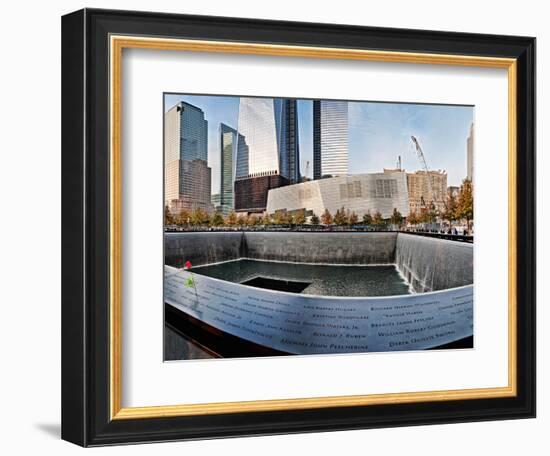 911 Memorial Along Side the South Tower Footprint Memorial, New York City, New York State, USA-null-Framed Photographic Print