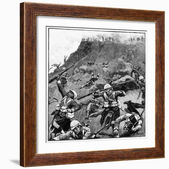 92nd Gordon Highlanders in Retreat, Battle of Majuba Hill, 1st Boer War, 26-27 February 1881-Richard Caton Woodville II-Framed Giclee Print