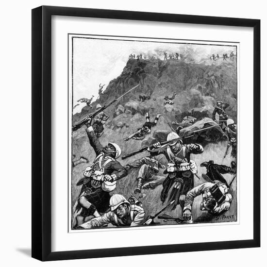 92nd Gordon Highlanders in Retreat, Battle of Majuba Hill, 1st Boer War, 26-27 February 1881-Richard Caton Woodville II-Framed Giclee Print