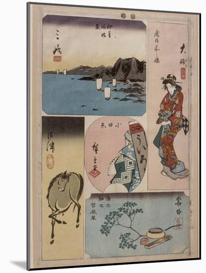 9ème vue : Oïso, 10ème vue : Odawara, 11ème vue : Hakone ; 12ème vue : Numazu-Ando Hiroshige-Mounted Giclee Print