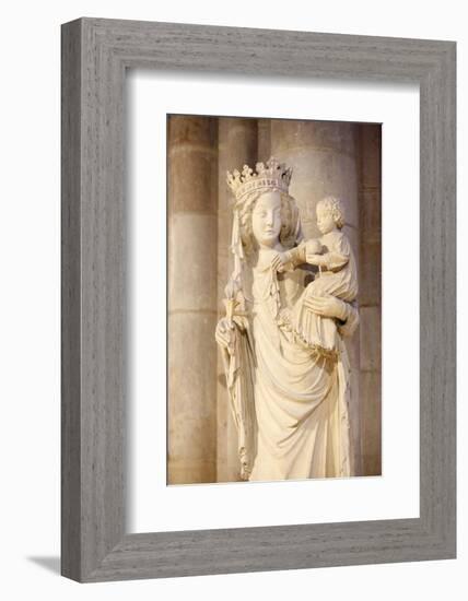 A 14th century Virgin and Child statue in Notre-Dame de Paris cathedral, France-Godong-Framed Photographic Print