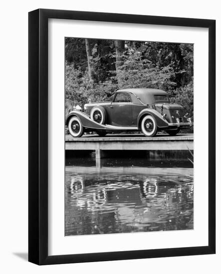 A 1933 Hispano-Suiza K6 Reflected in a Lake-null-Framed Photographic Print