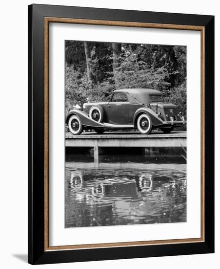 A 1933 Hispano-Suiza K6 Reflected in a Lake-null-Framed Photographic Print