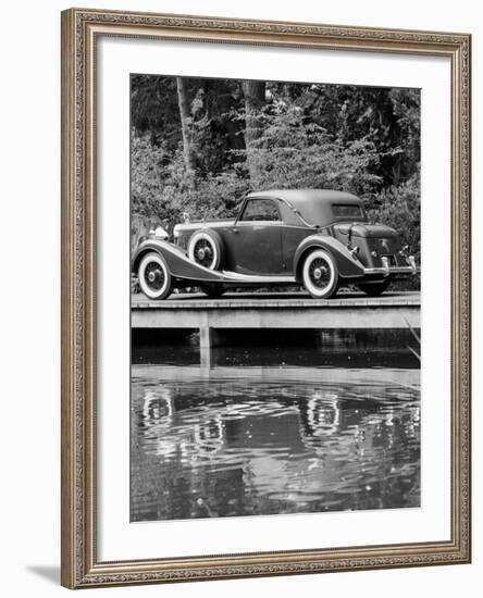 A 1933 Hispano-Suiza K6 Reflected in a Lake-null-Framed Photographic Print